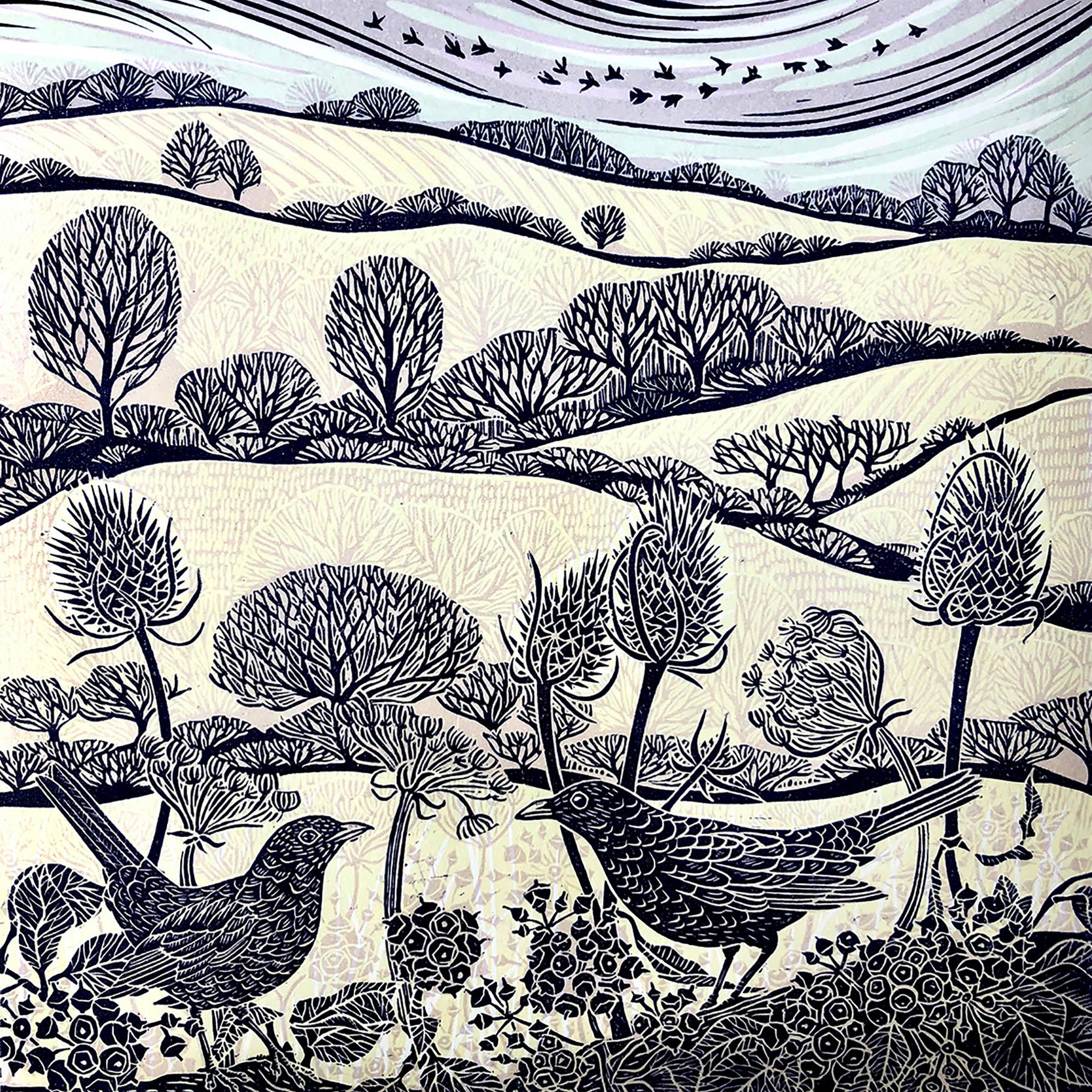 Claire Armitage, artist, lino print, greeting card