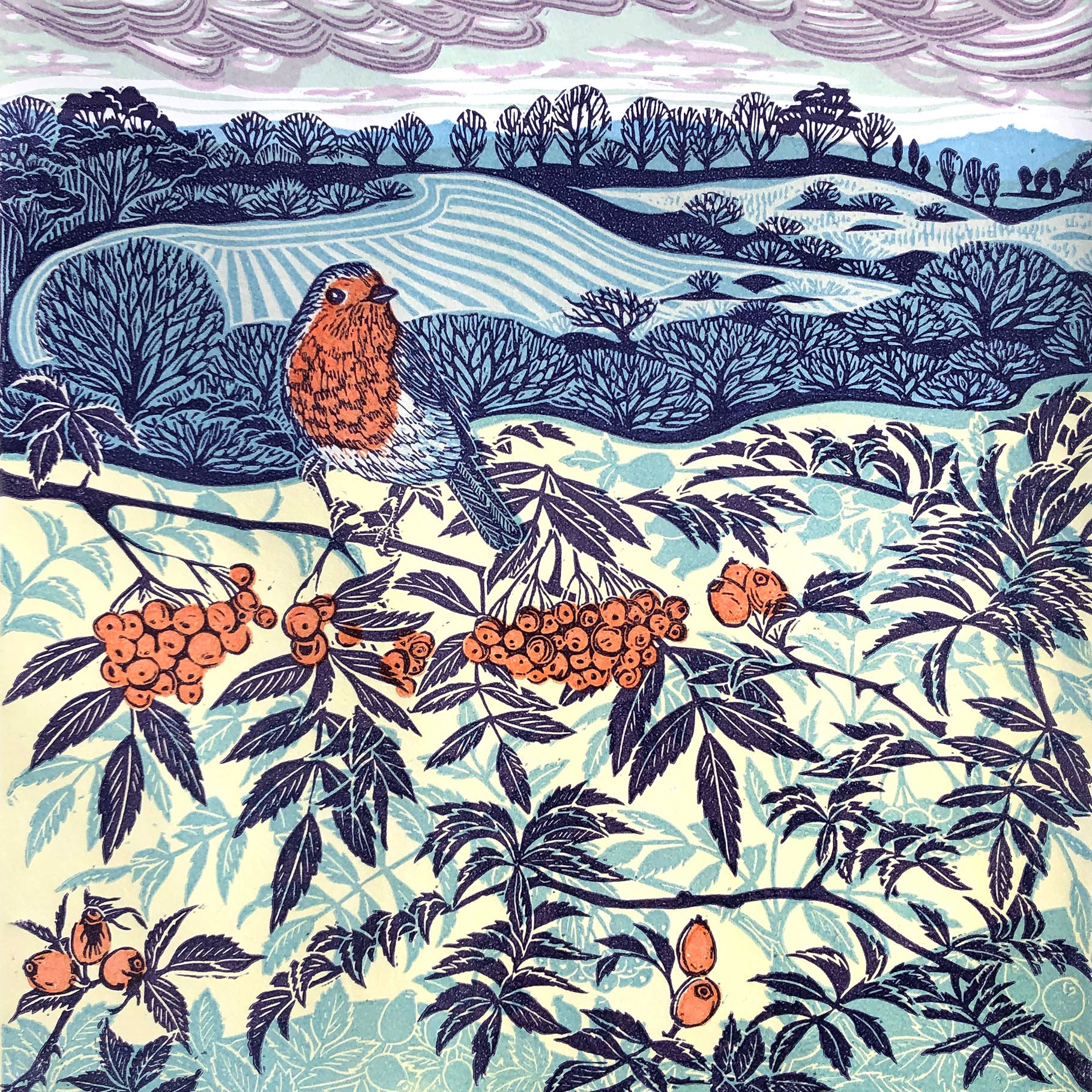 Claire Armitage, artist, lino print, greeting card