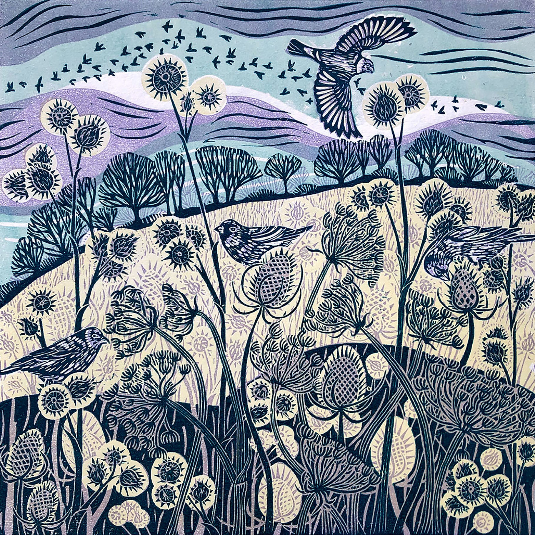 Claire Armitage, artist, lino print, greeting card