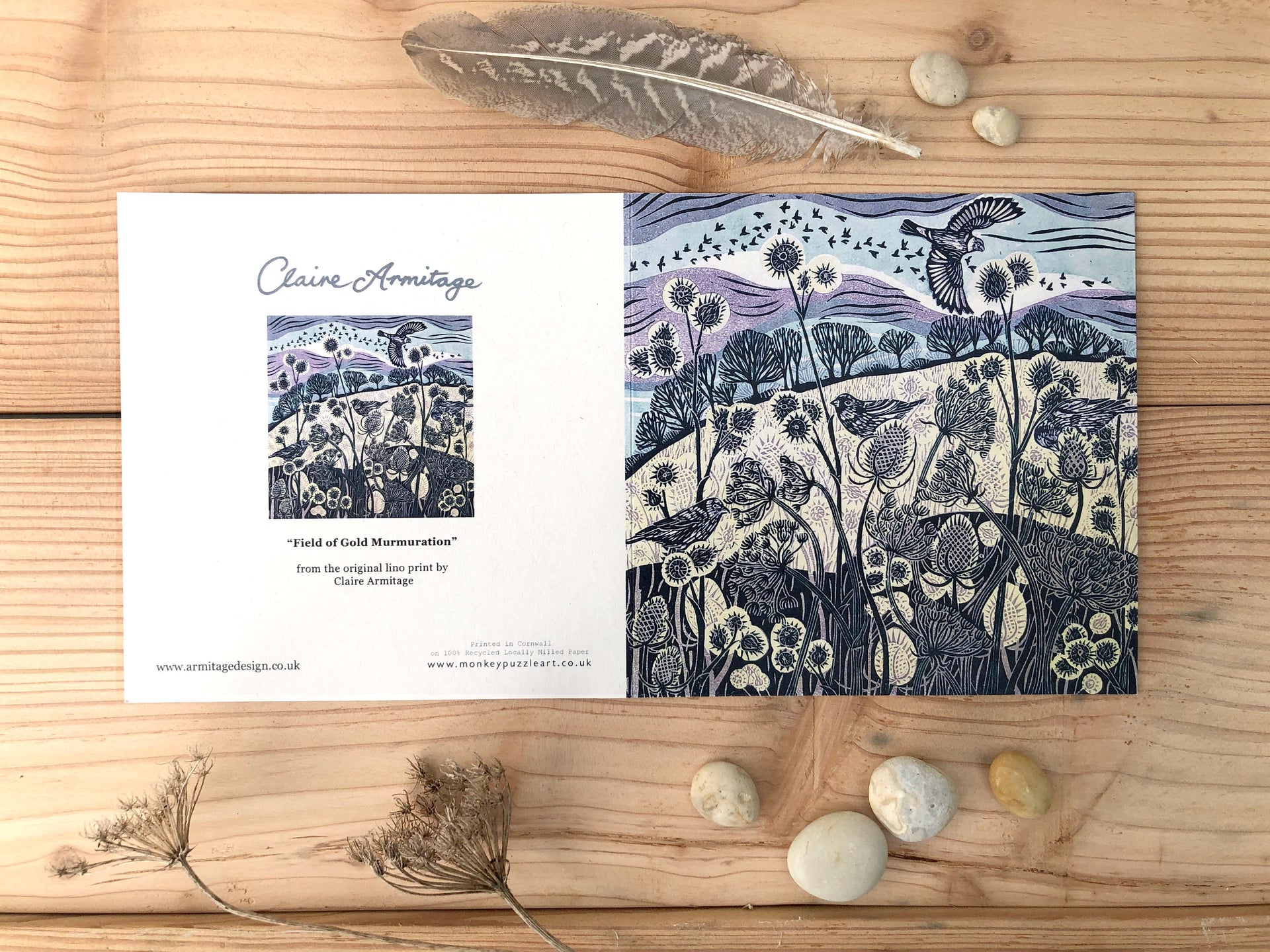 Claire Armitage, artist, lino print, greeting card