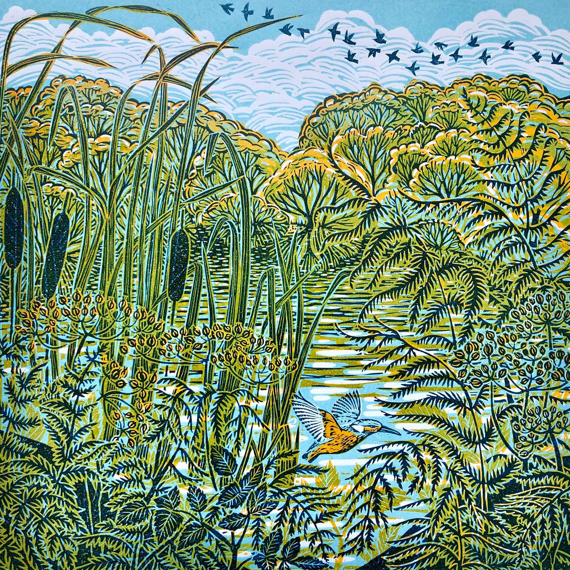 Claire Armitage, artist, lino print, greeting card