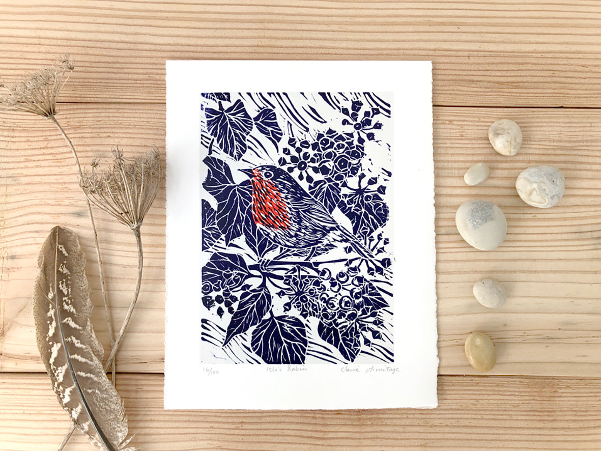 Limited edition lino print by artist Claire Armitage