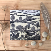 Claire Armitage, artist, lino print, greeting card