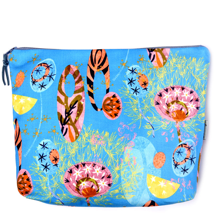 Alium Azure women's wash bag handmade in Cornwall by Claire Armitage