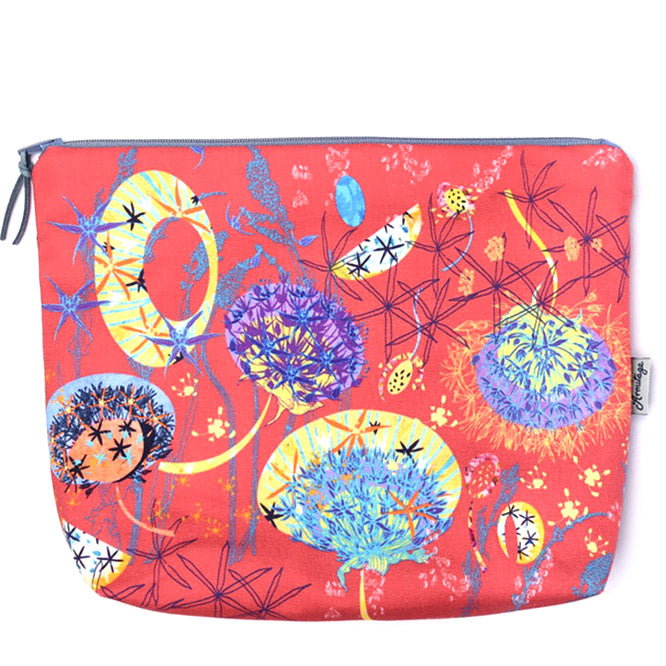 Alium Crimson women's wash bag handmade in Cornwall by Claire Armitage