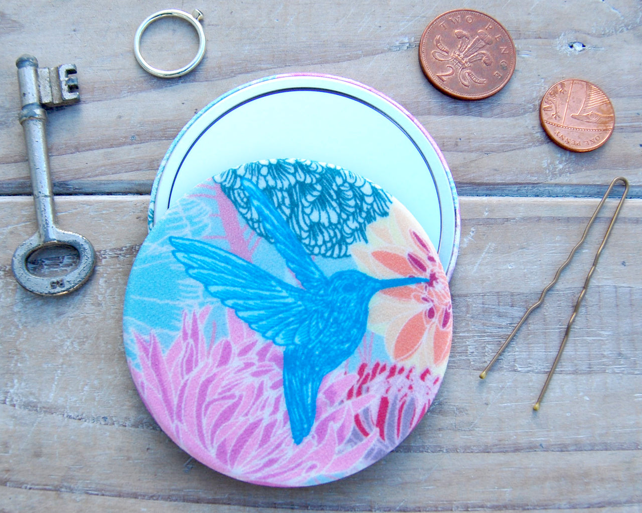 Faye Silk Covered Compact Mirror