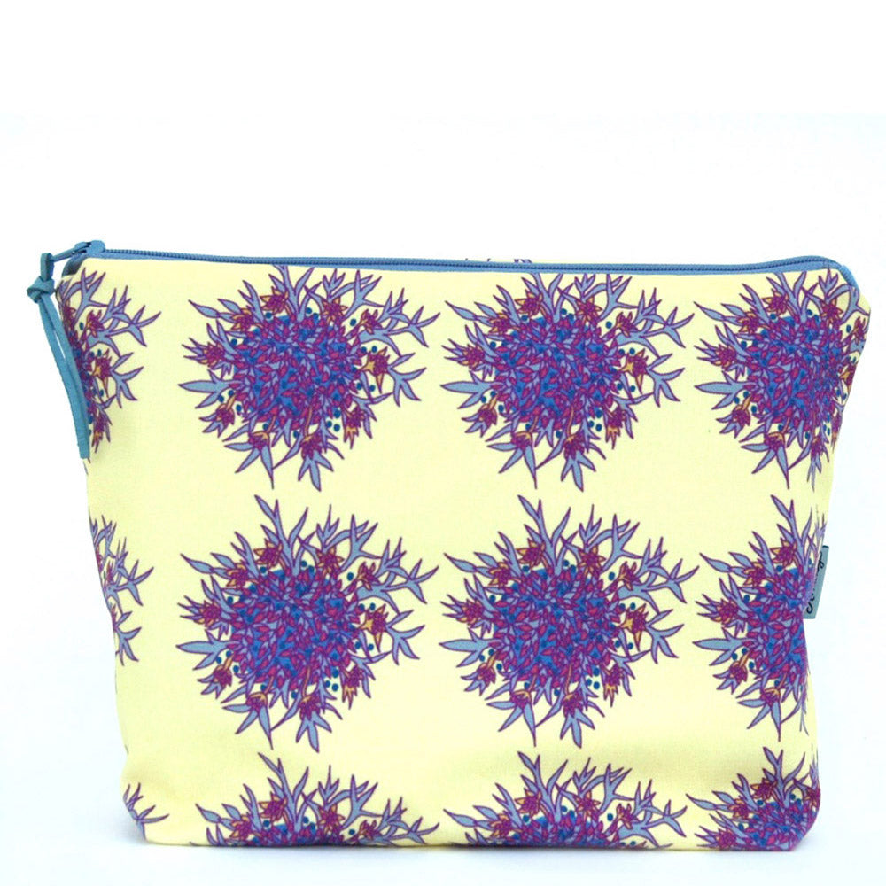 Lemon Flowers wash bags handmade in Cornwall by Claire Armitage