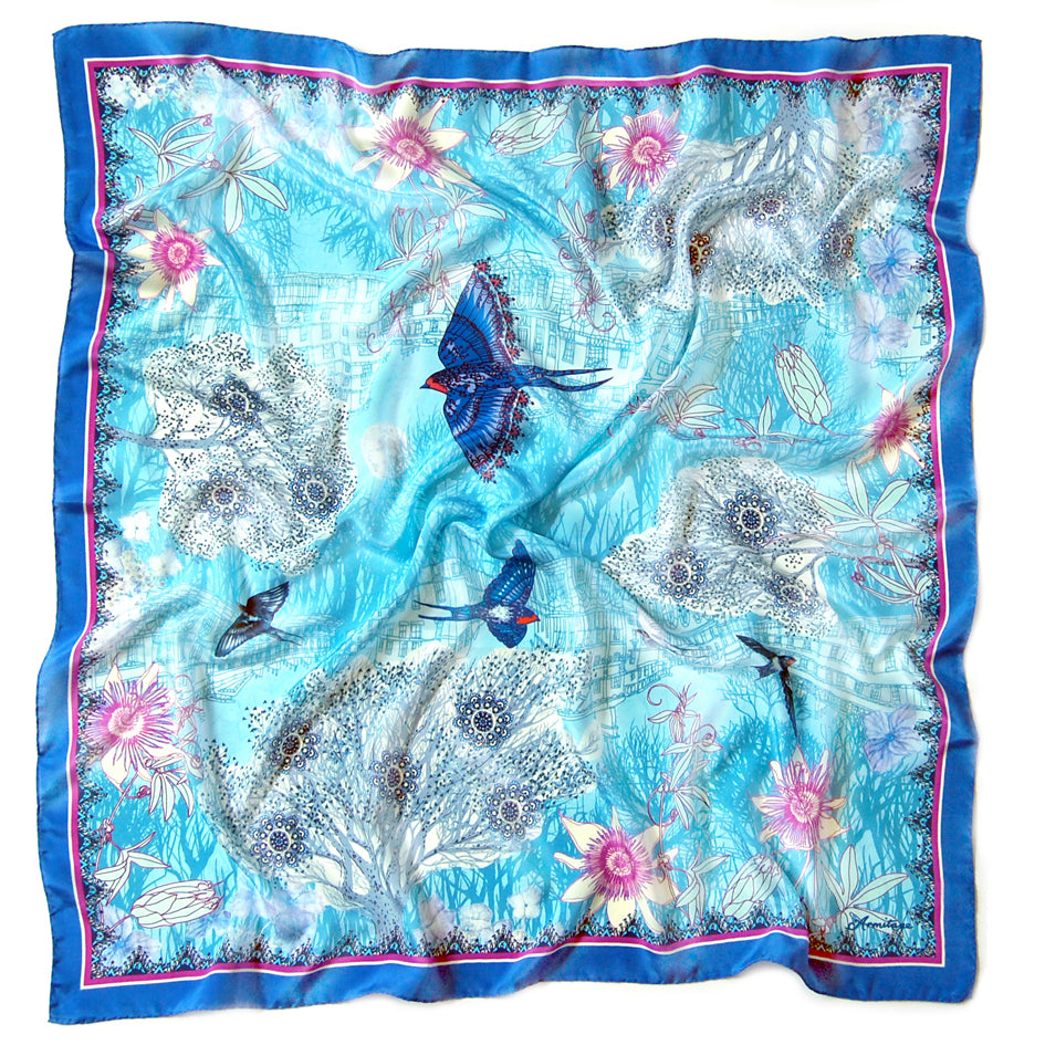 Passion Blue Large Square Silk Scarf