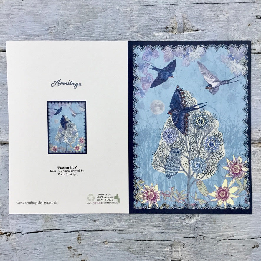Passion Blue Giclee Printed Greetings Cards