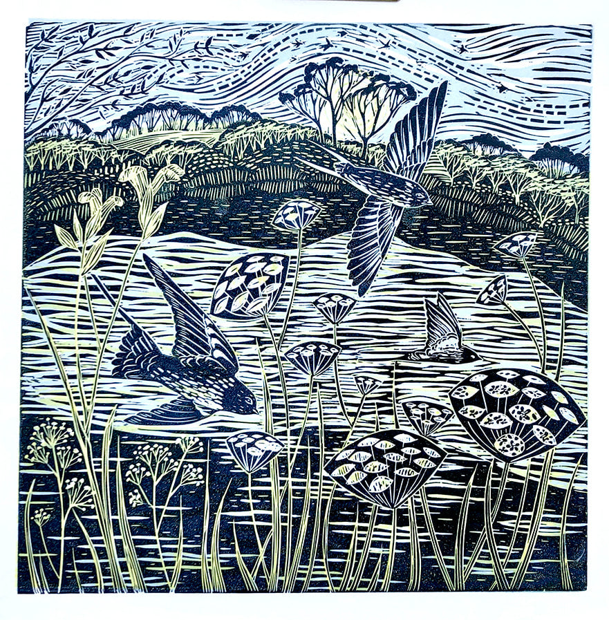 Limited edition lino print by printmaker Claire Armitage