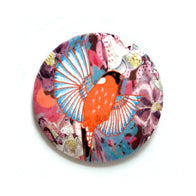 Ruby Glade Silk Covered Brooch handmade in Cornwall