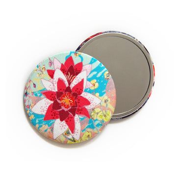 Cloud Lily Silk Covered Compact Mirror handmade in Cornwall