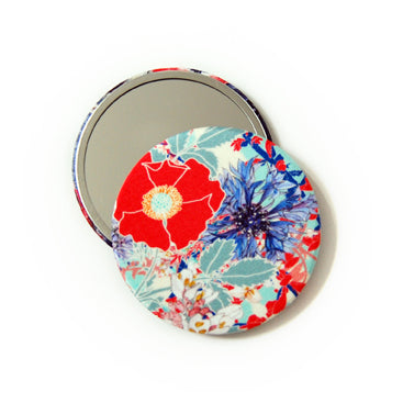 Rose Red Silk Covered Mirror handmade in Cornwall