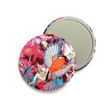 Ruby Glade Silk Covered Compact Mirror handmade in Cornwall