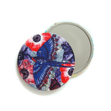 Sky Ink Silk Covered Compact Mirror handmade in Cornwall