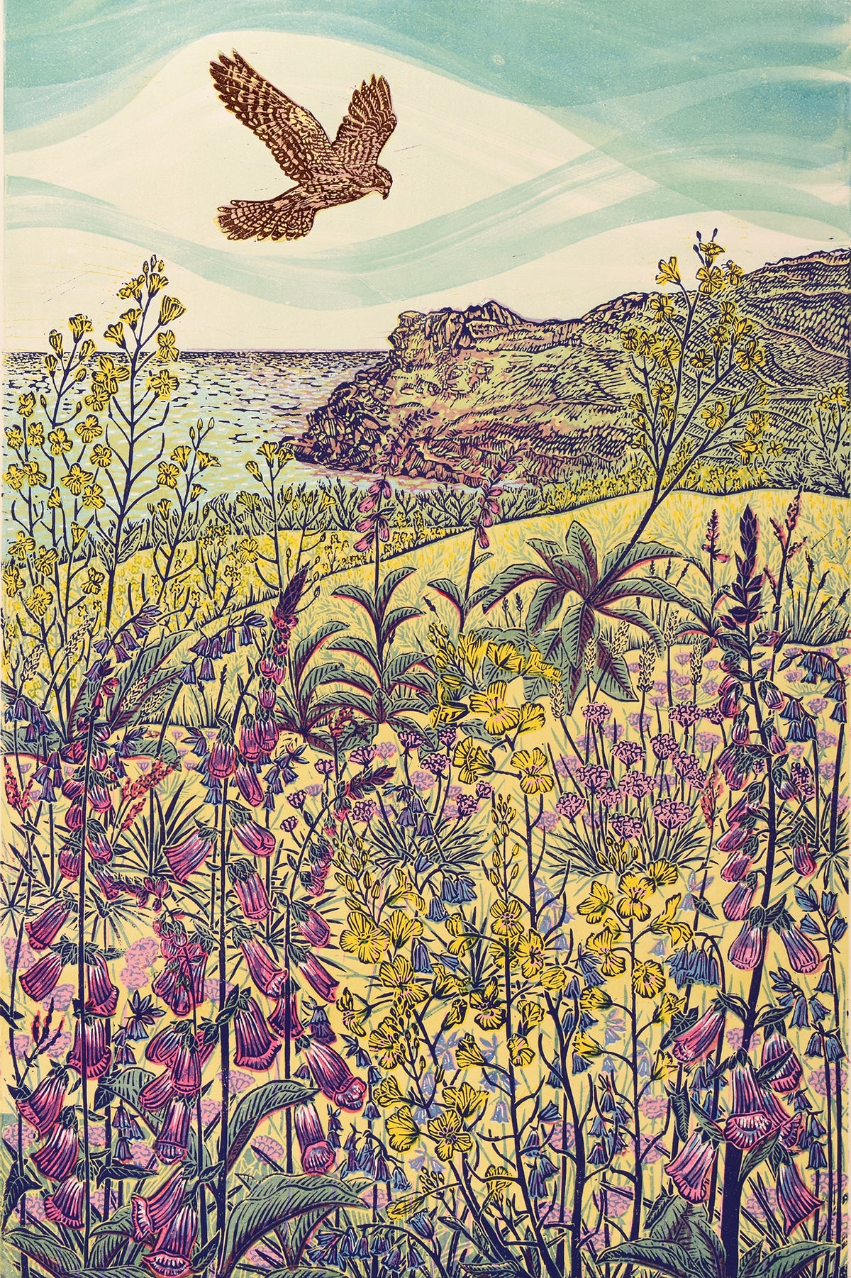 Above the Wildflowers limited edition lino print