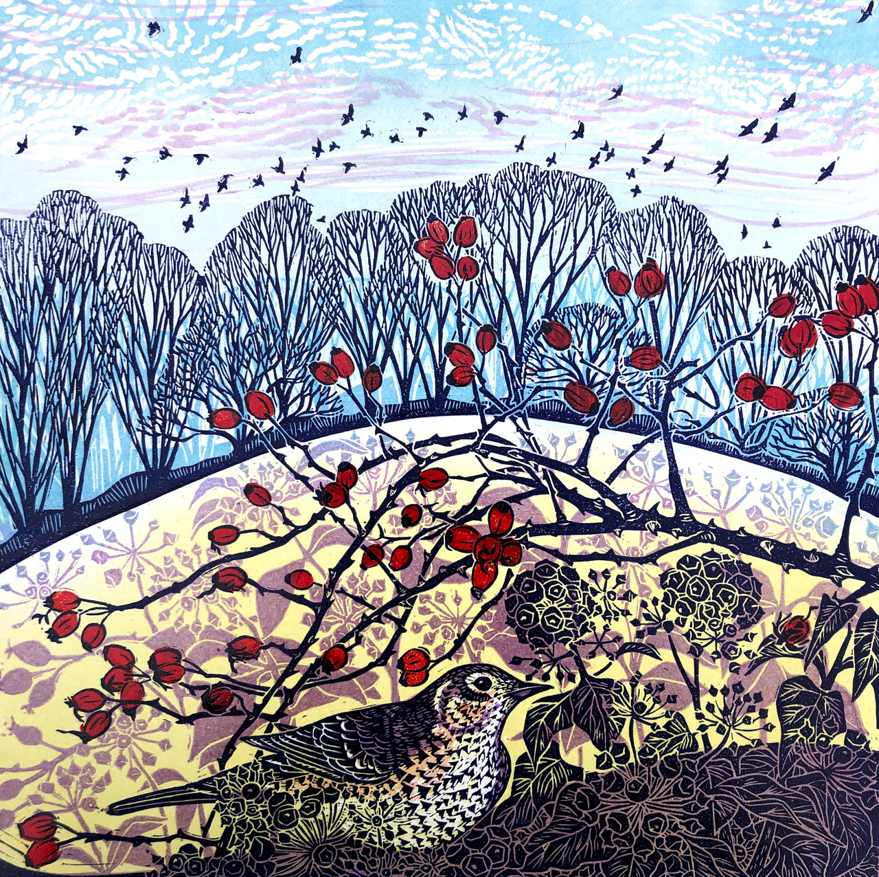 Where The Song Thrush Sings Limited edition Lino Print
