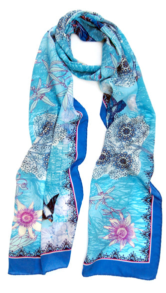 Passion Blue Medium Silk Scarf