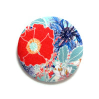 Rose Red Silk Covered Brooch